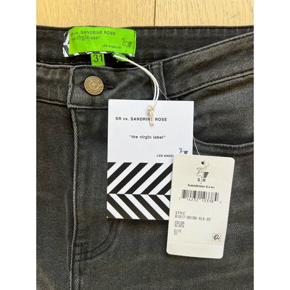 FP - Sandrine Rose Super Flare Destroyed Black High-rise Jeans - NWT - Size 31 - Picture 6 of 6